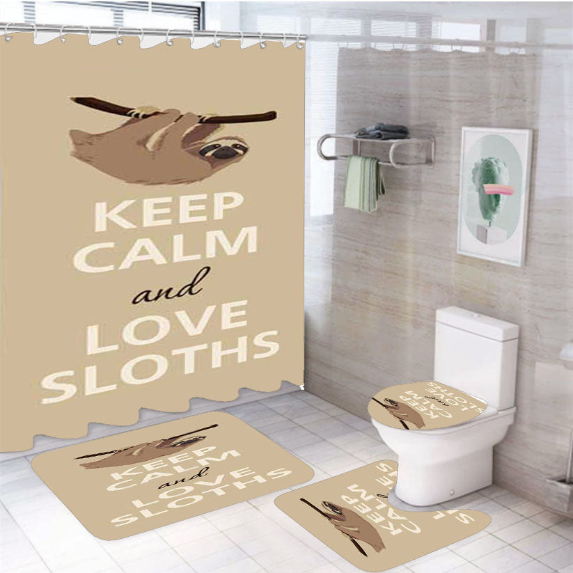 Keep Calm Love Sloths 4Pcs Bathroom Set Shower Curtain