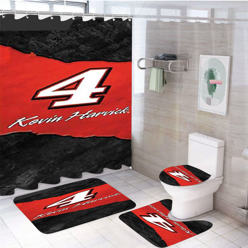 Kevin Harvick Red Strip 4Pcs Bathroom Set Shower Curtain