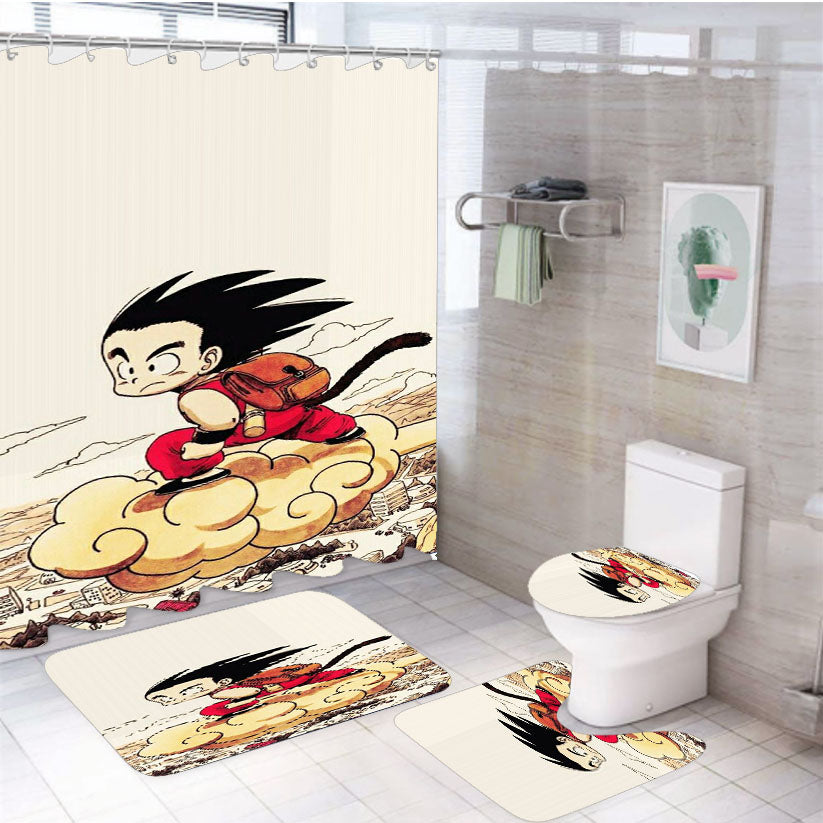 Kid Goku Dragon Ball 4Pcs Bathroom Set Shower Curtain