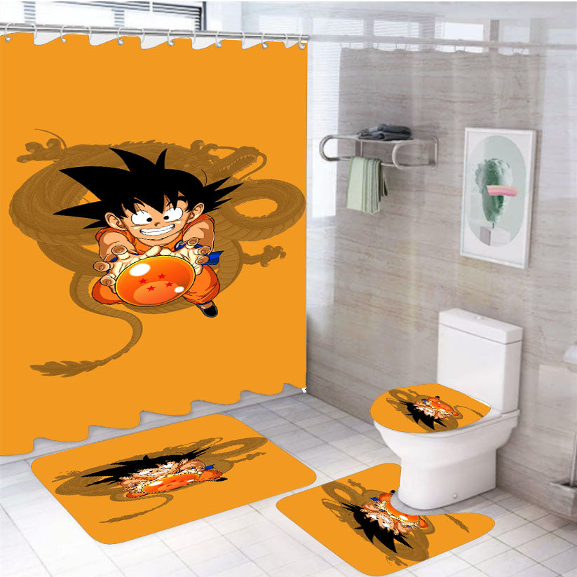 Kid Son Goku 4Pcs Bathroom Set Shower Curtain