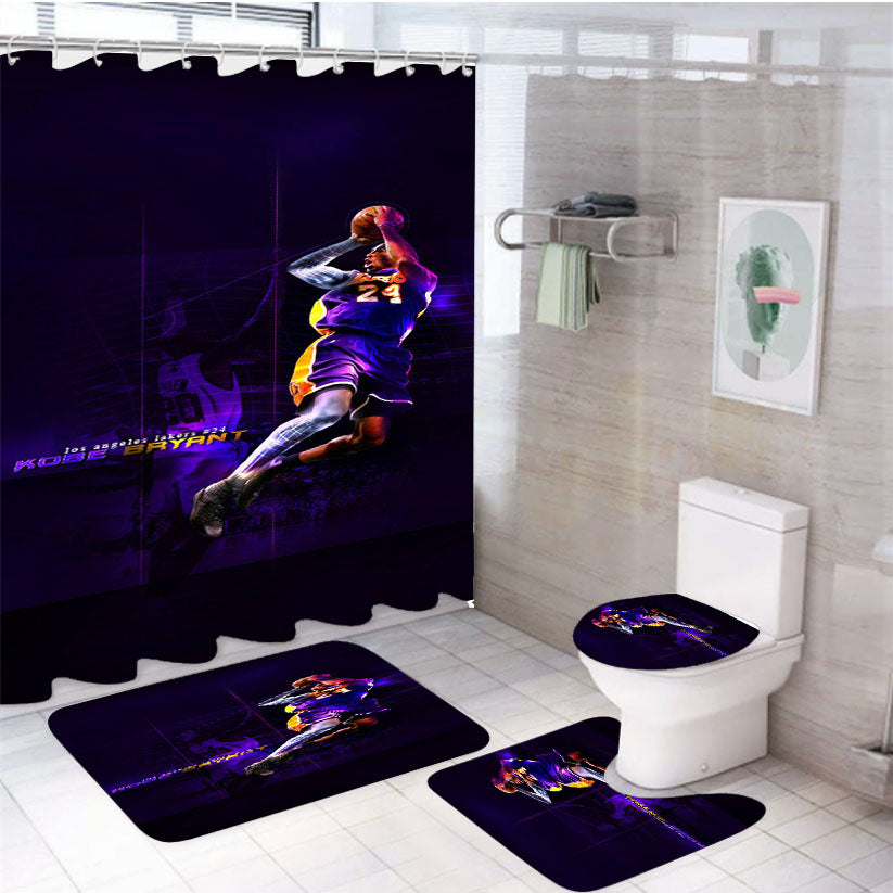 Kobe Bryant Black Mamba Light Lakers 4Pcs Bathroom Set Shower Curtain