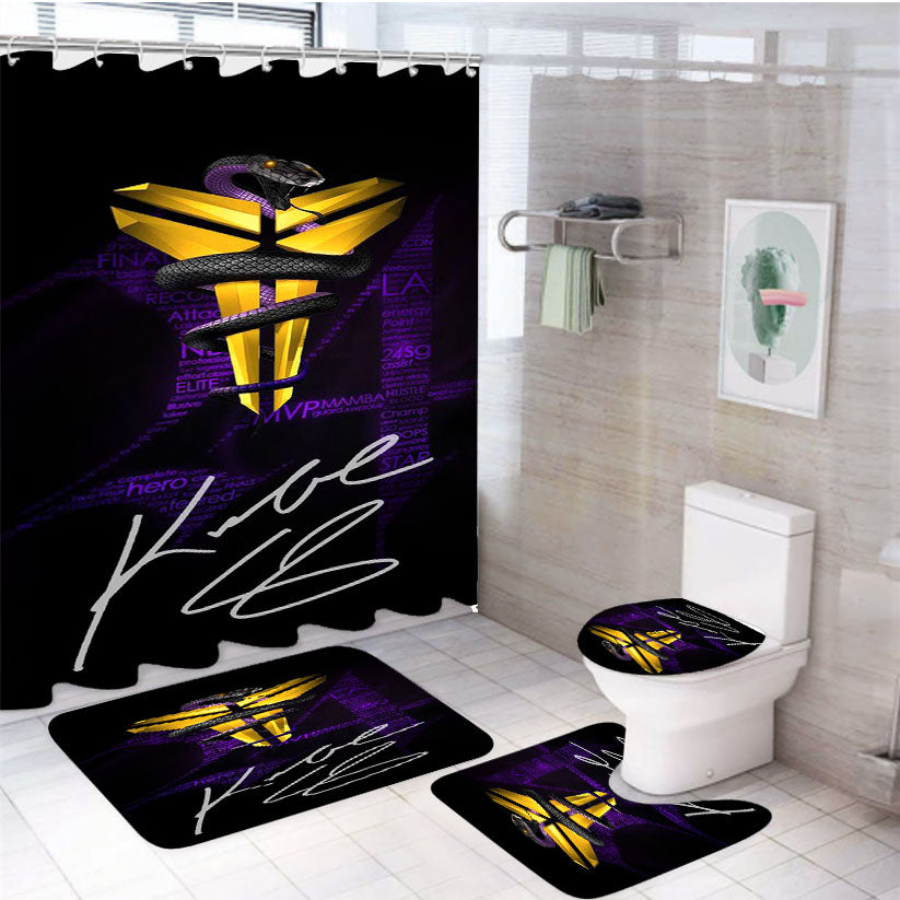 Kobe Bryant Nba Black Mamba 4Pcs Bathroom Set Shower Curtain