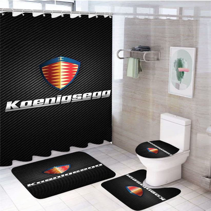 Koenigsegg Logo 4Pcs Bathroom Set Shower Curtain