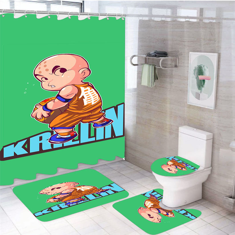Krillin Basketball Drago 4Pcs Bathroom Set Shower Curtain