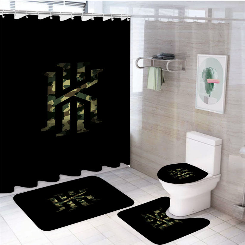 Kyrie Irving Military Camo Logo 4Pcs Bathroom Set Shower Curtain