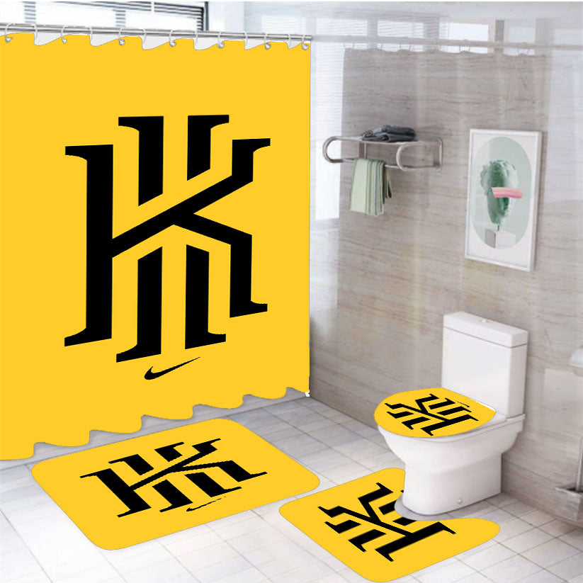 Kyrie Irving Nike Yellow Black Logo 4Pcs Bathroom Set Shower Curtain