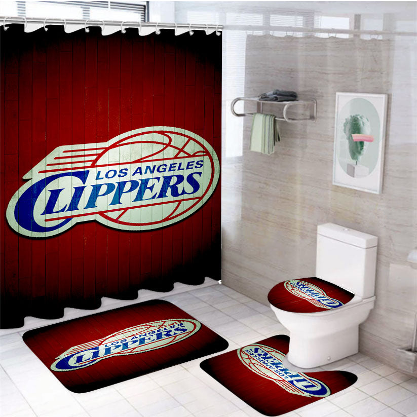 La Clippers Hardwood 4Pcs Bathroom Set Shower Curtain