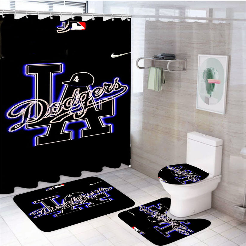 La Dodgers Mlb 9876 4Pcs Bathroom Set Shower Curtain