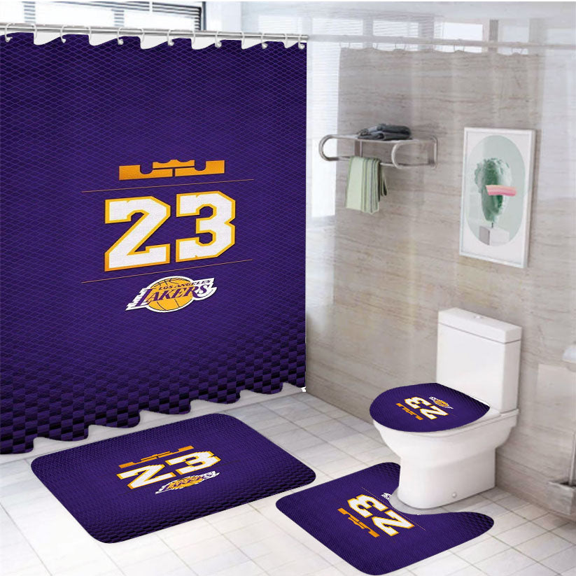 Lakers 23 Los Angeles Texture 4Pcs Bathroom Set Shower Curtain