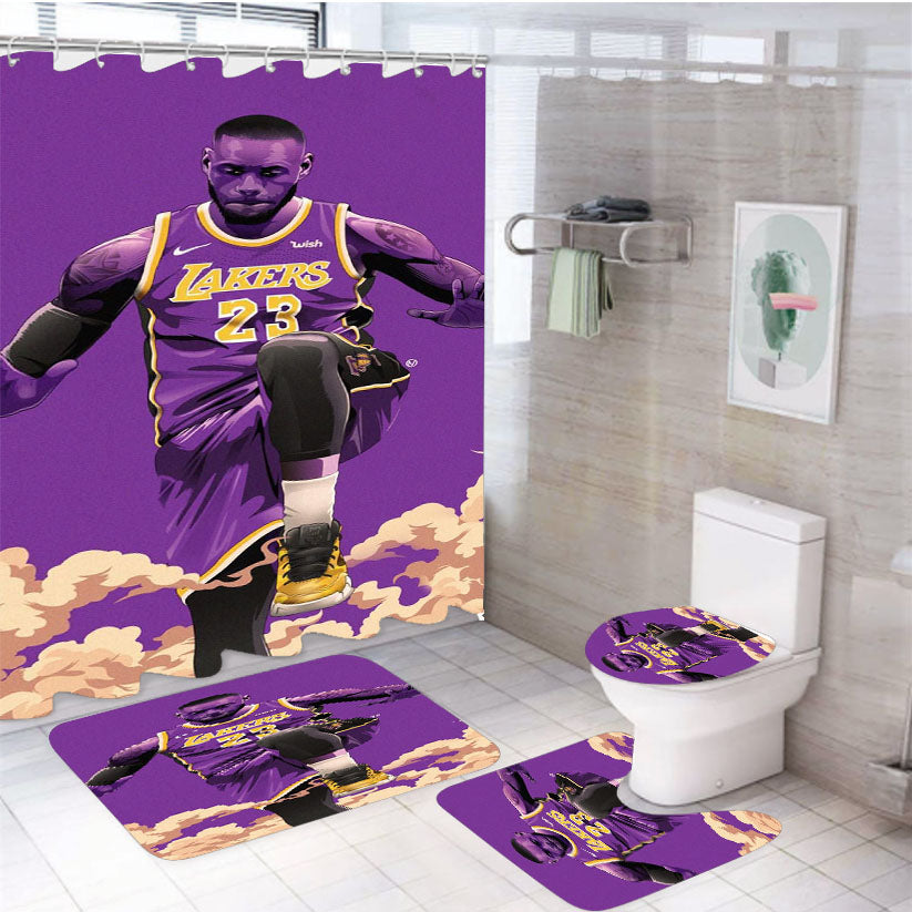 Lakers 23 Purple Team 4Pcs Bathroom Set Shower Curtain
