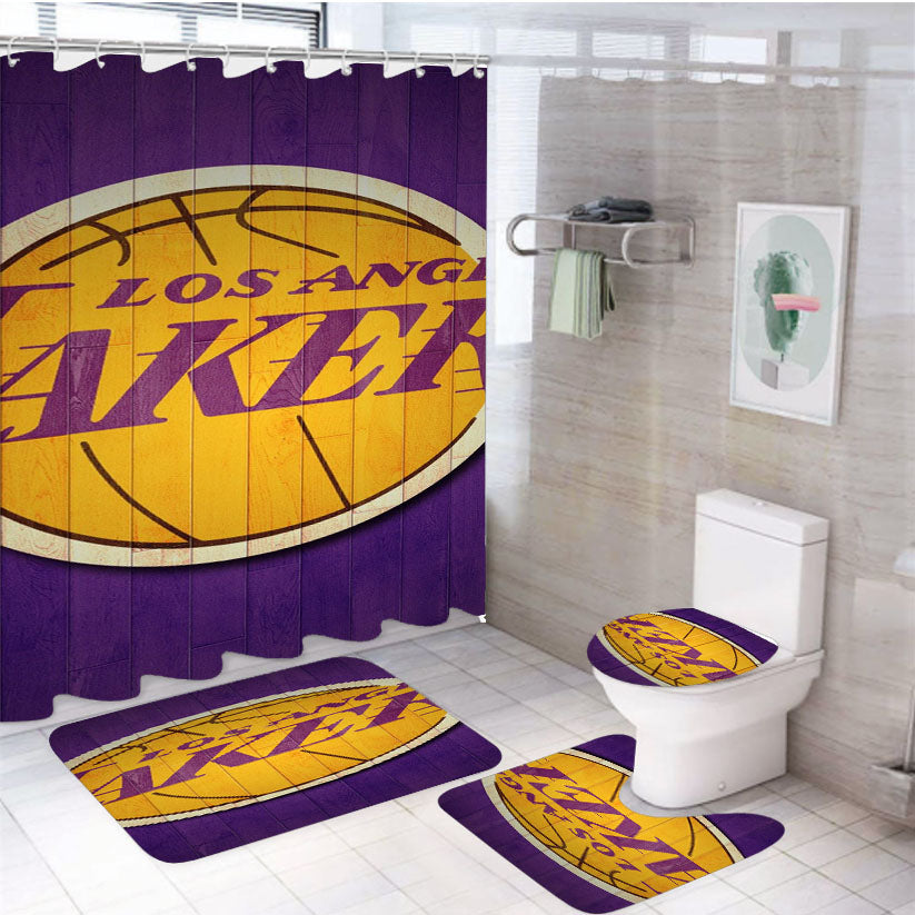 Lakers Lo Angeles Basket 4Pcs Bathroom Set Shower Curtain