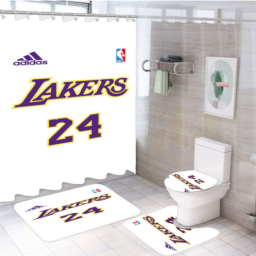 Lakers Number 24 Legend Nba 4Pcs Bathroom Set Shower Curtain