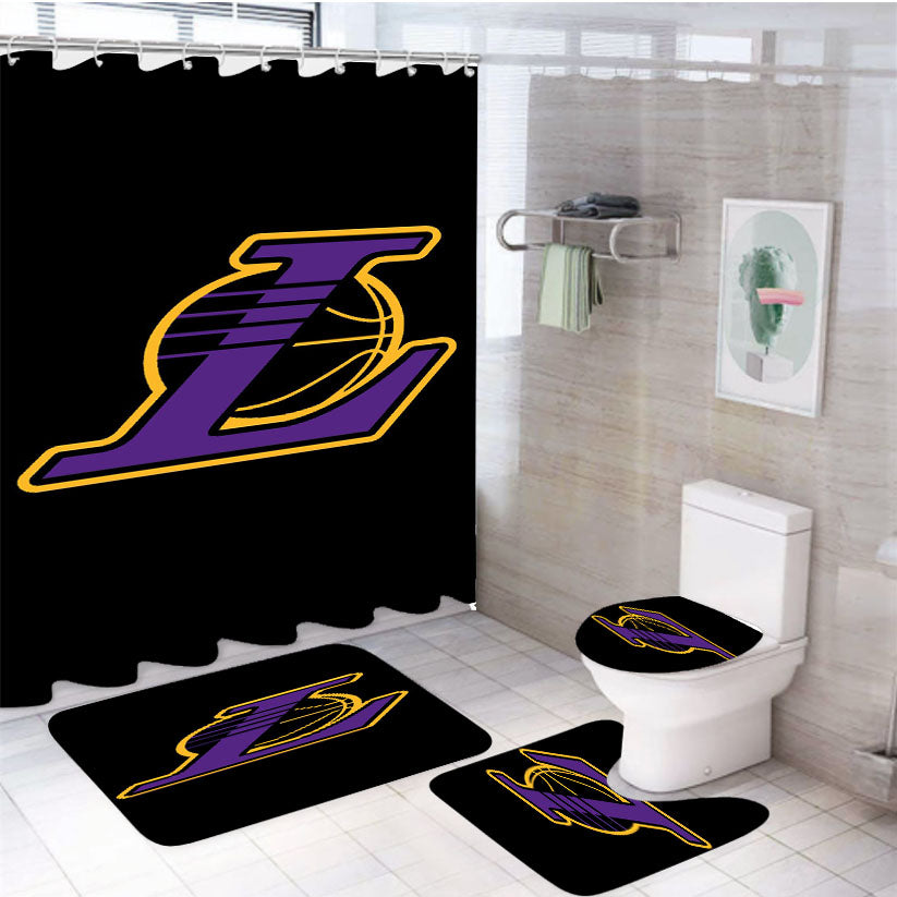 Lakers Team Purple Classic Nba 4Pcs Bathroom Set Shower Curtain