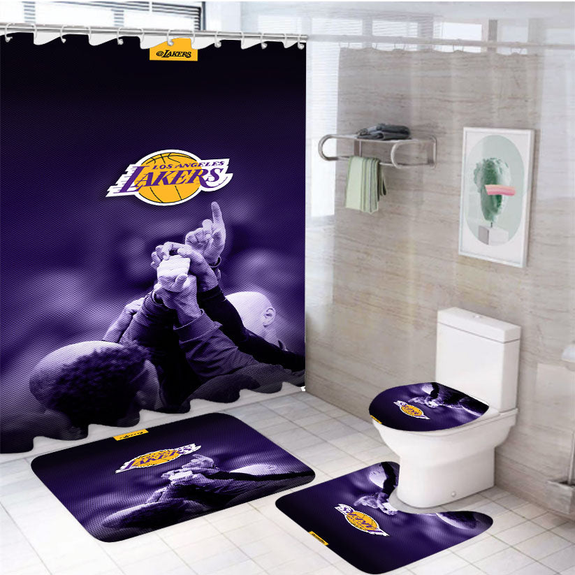 Lakers Wallpapers And Infographics 4Pcs Bathroom Set Shower Curtain