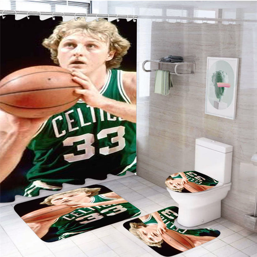 Larry Joe Bird 4Pcs Bathroom Set Shower Curtain