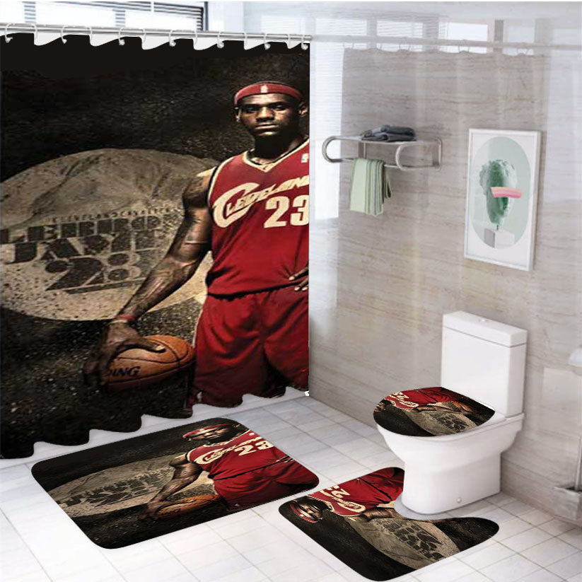 Lebron Circle Bkg 4Pcs Bathroom Set Shower Curtain