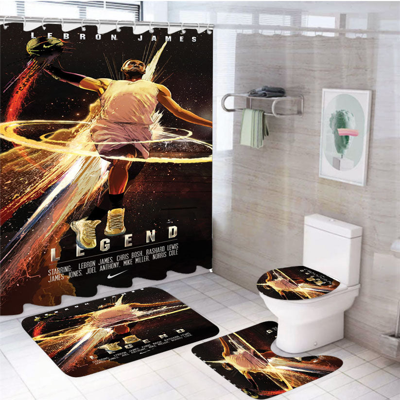 Legend Nba Lebron James Slam Dunk 4Pcs Bathroom Set Shower Curtain