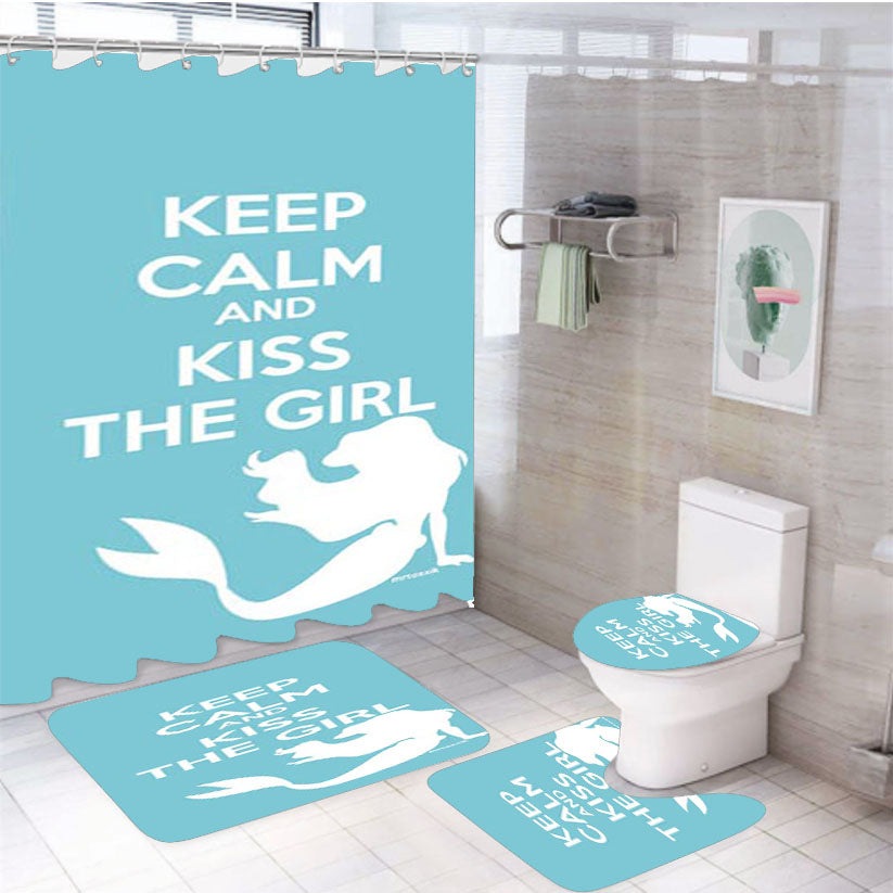 Little Mermaid Keep Calm 4Pcs Bathroom Set Shower Curtain