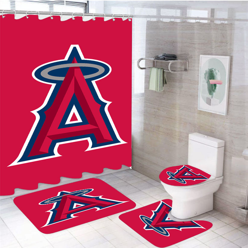 Los Angeles Angels Insignia 4Pcs Bathroom Set Shower Curtain