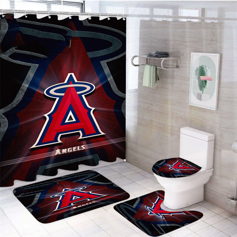 Los Angeles Angels Logo 9 4Pcs Bathroom Set Shower Curtain