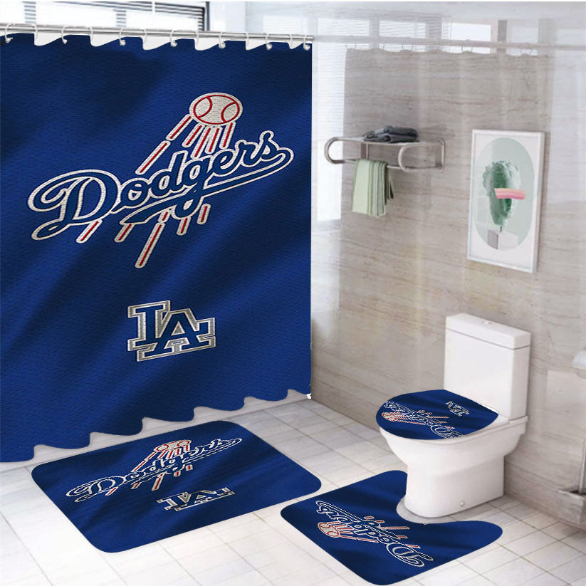 Los Angeles La Dodgers Uniform 4Pcs Bathroom Set Shower Curtain