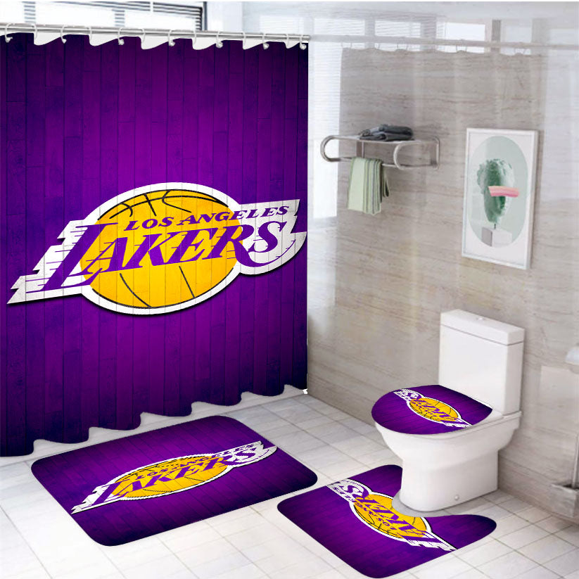 Los Angeles Lakers Hardwood 4Pcs Bathroom Set Shower Curtain