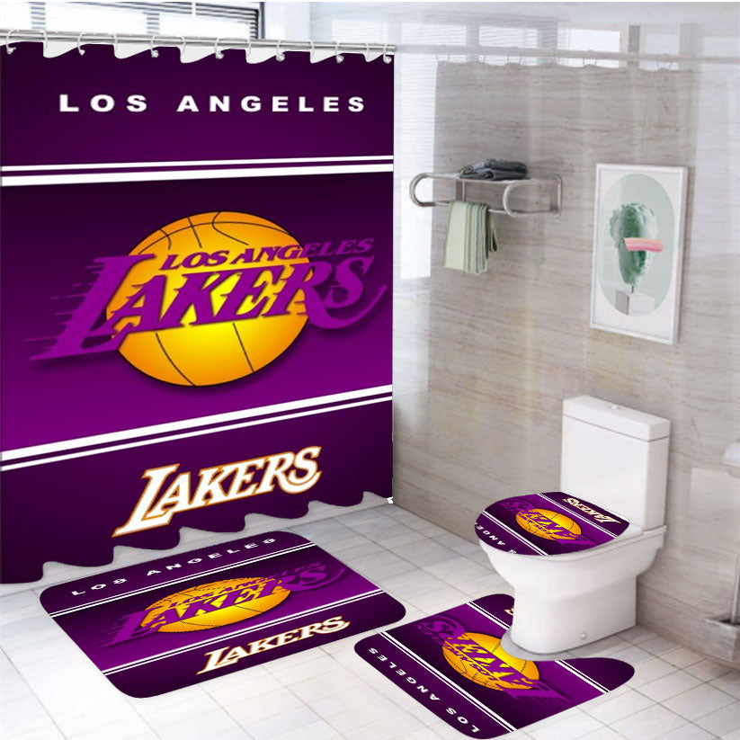 Los Angeles Lakers Nba Basketball 4Pcs Bathroom Set Shower Curtain
