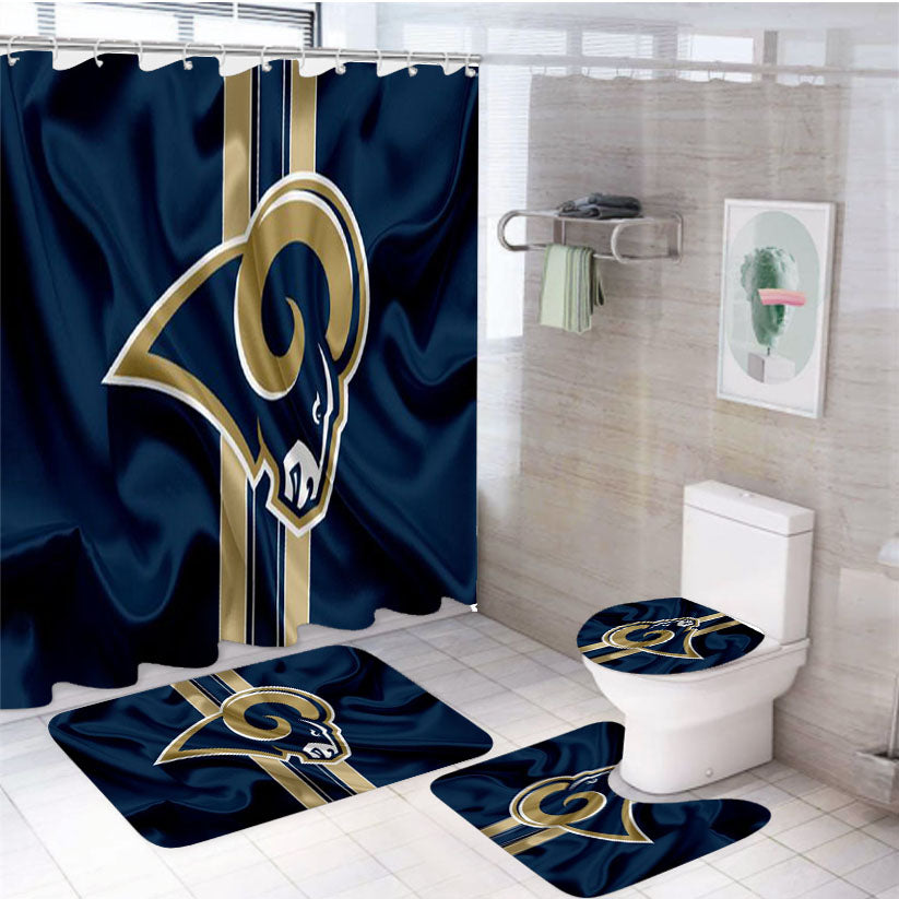 Los Angeles Rams Logo Emblem 4Pcs Bathroom Set Shower Curtain
