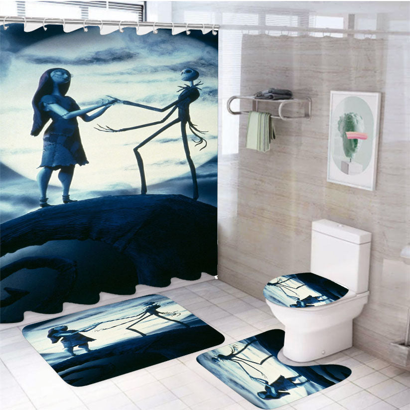 Love The Nightmare Before Christmas 4Pcs Bathroom Set Shower Curtain