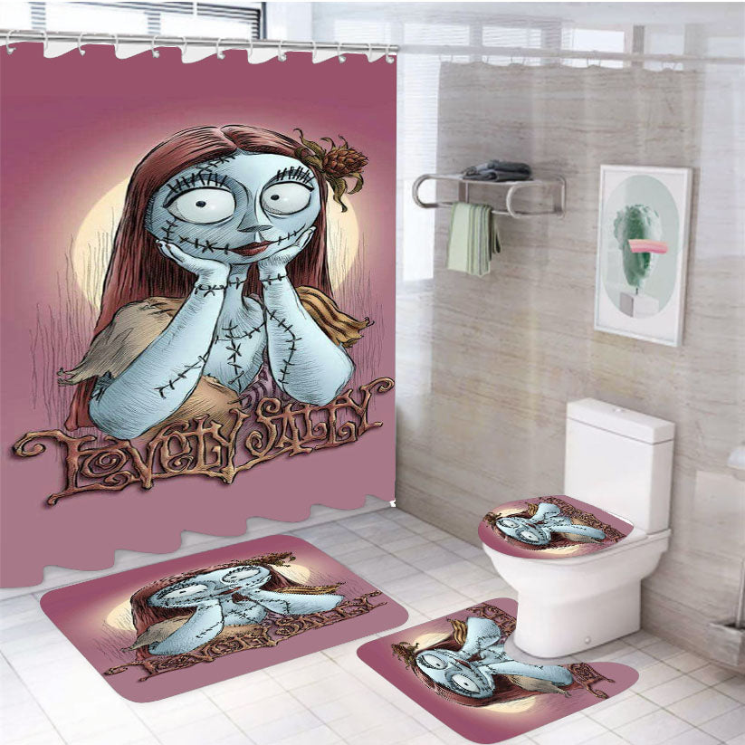Lovely Sally The Nightmare Before Christmas 4Pcs Bathroom Set Shower Curtain