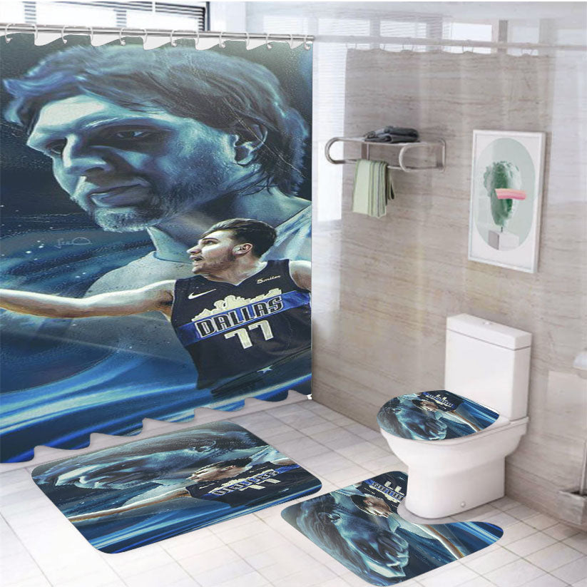 Luca Doncic Dallas Mavericks 11 4Pcs Bathroom Set Shower Curtain