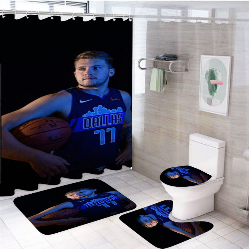 Luka Doncic Dallas Mavericks 4Pcs Bathroom Set Shower Curtain