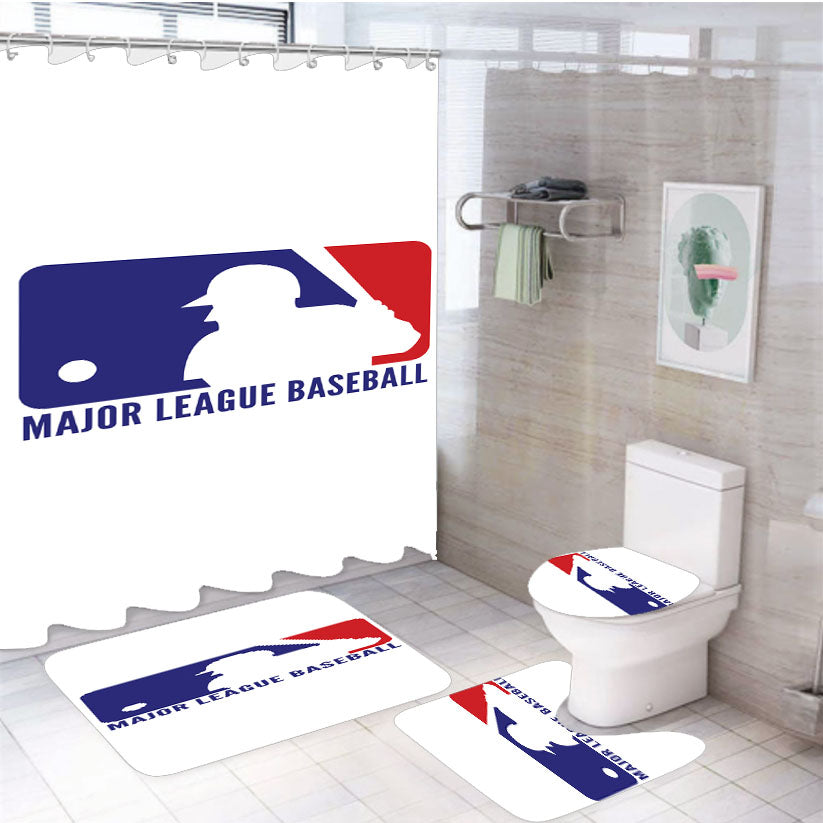 Major League Baseball 4Pcs Bathroom Set Shower Curtain