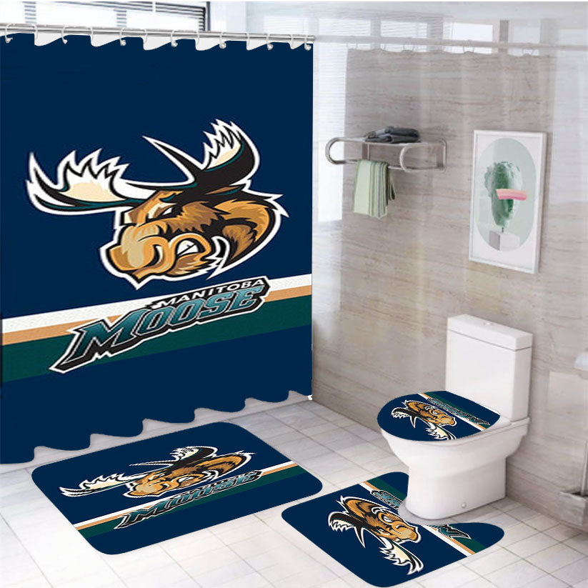 Manitoba Moose Hockey 4Pcs Bathroom Set Shower Curtain