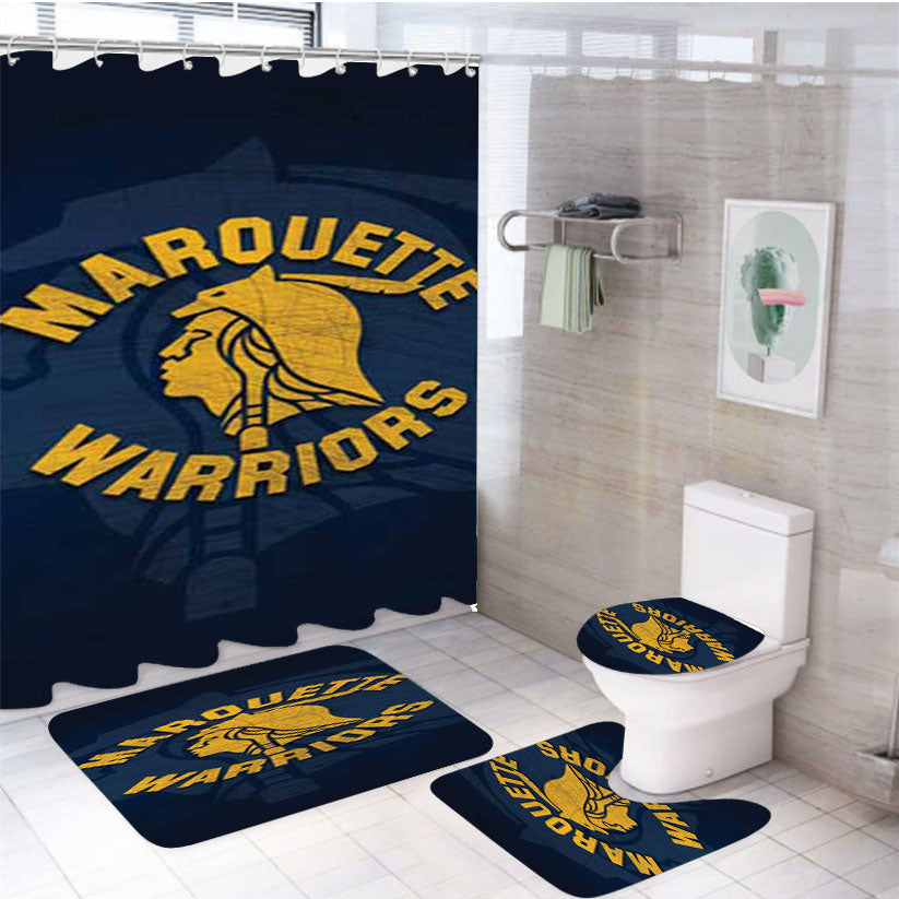 Marquette Warriors Logo Scratch 4Pcs Bathroom Set Shower Curtain