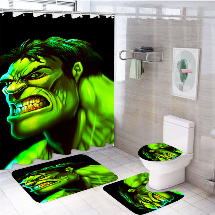 Marvel Hulk Art 4Pcs Bathroom Set Shower Curtain