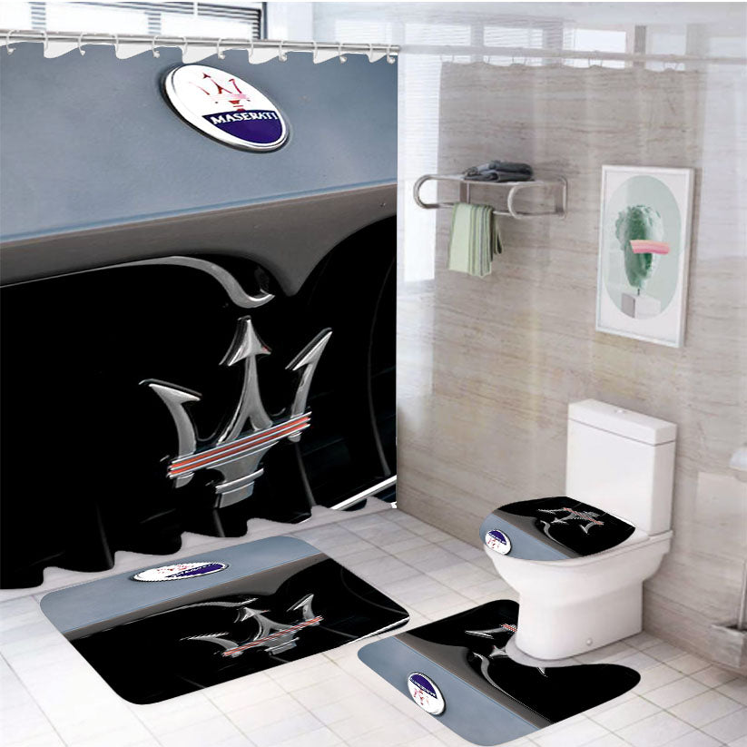 Maserati Trident Cars Logo 4Pcs Bathroom Set Shower Curtain