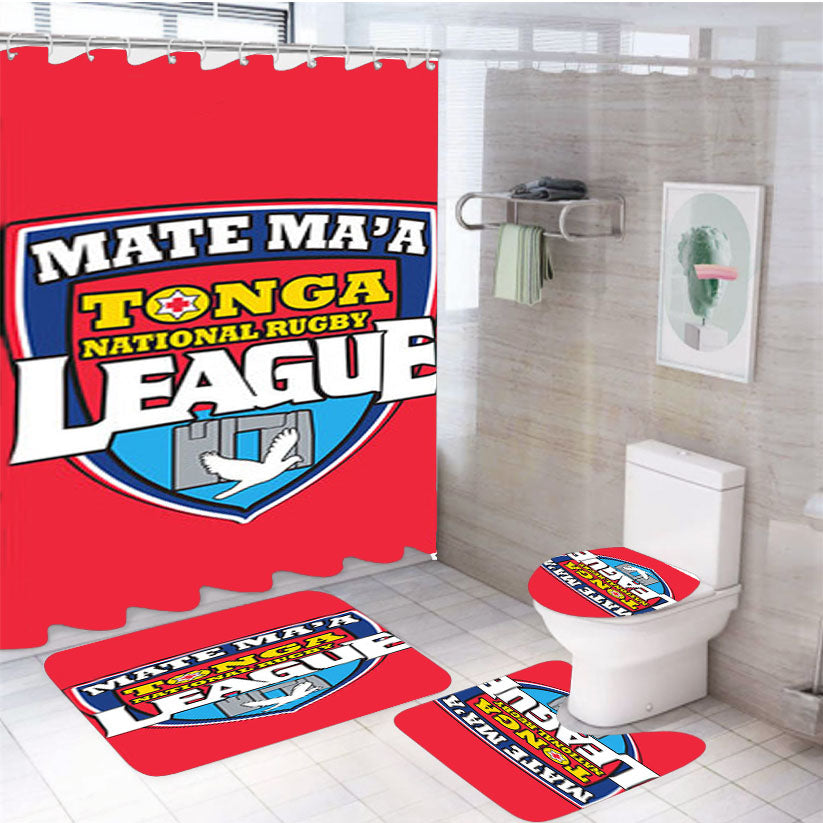 Mate Ma'A League Logo Red 4Pcs Bathroom Set Shower Curtain