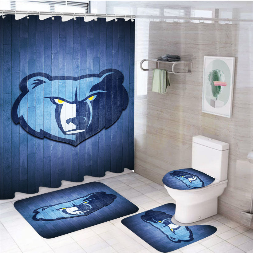 Memphis Grizzlies 2 4Pcs Bathroom Set Shower Curtain