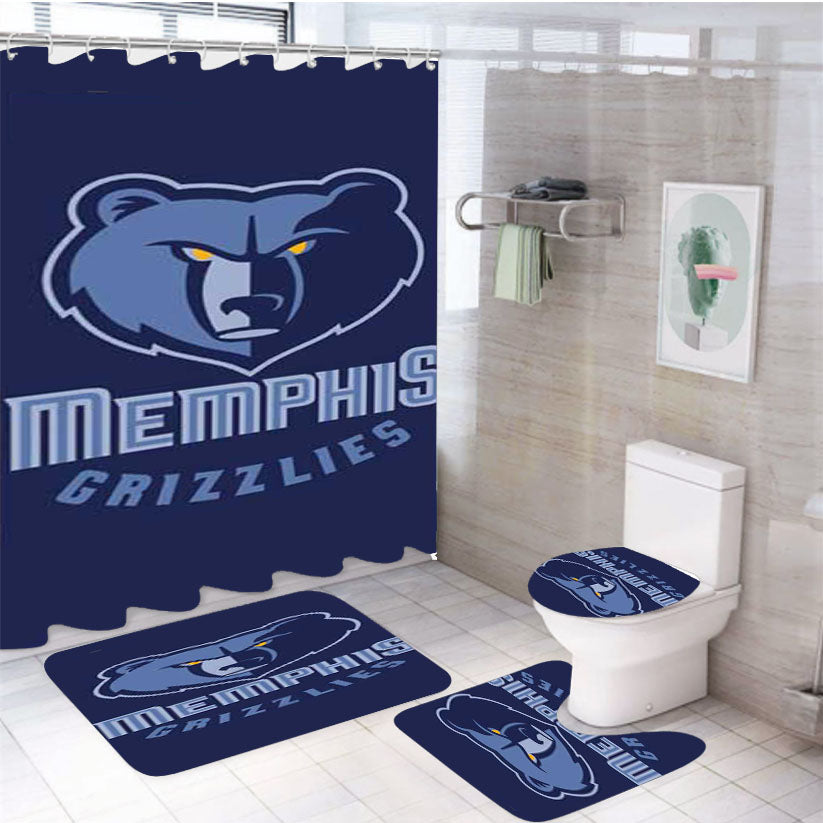 Memphis Grizzlies Blues 4Pcs Bathroom Set Shower Curtain