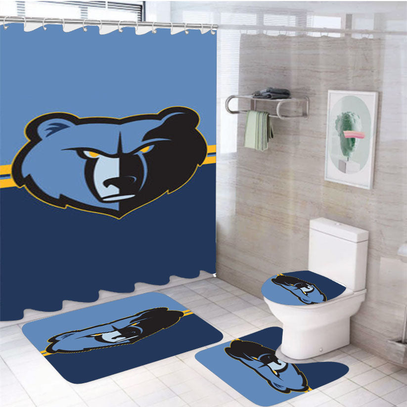 Memphis Grizzlies Logo 4Pcs Bathroom Set Shower Curtain