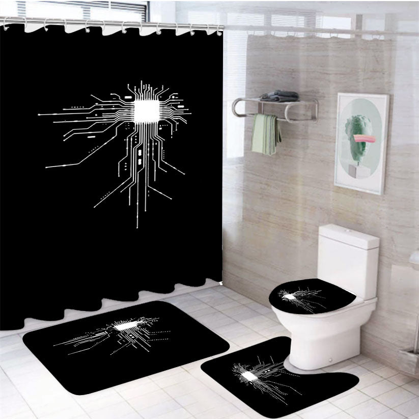 Mens Gift Cpu For Gamer Big Bang Theory 4Pcs Bathroom Set Shower Curtain