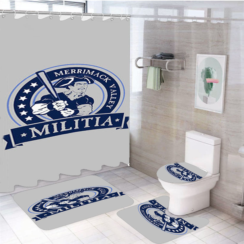 Merrimack Calley Militia Baseball Logo Gray 4Pcs Bathroom Set Shower Curtain