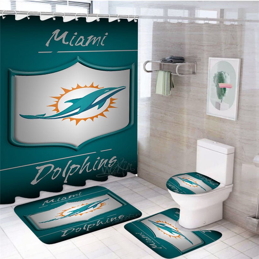 Miami Dolphins, Afc, Charles Harris 4Pcs Bathroom Set Shower Curtain