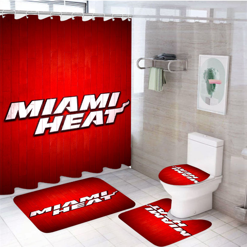 Miami Heat Hardwood 4Pcs Bathroom Set Shower Curtain