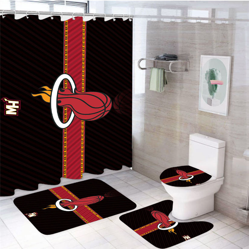 Miami Heat Wallpaper1 4Pcs Bathroom Set Shower Curtain