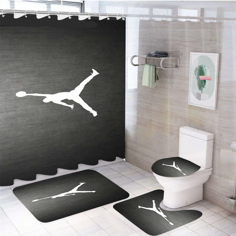 Michael Jordan Air Logo Grain 4Pcs Bathroom Set Shower Curtain