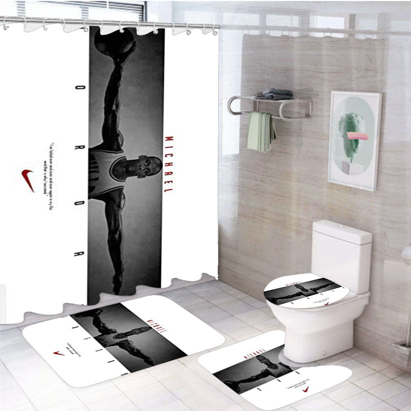 Michael Jordan Chicago Bulls 3 4Pcs Bathroom Set Shower Curtain