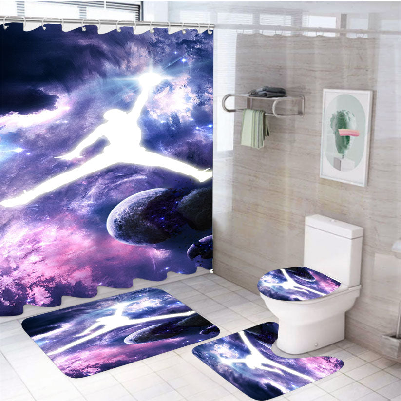 Michael Jordan In Galaxy Nebula 4Pcs Bathroom Set Shower Curtain
