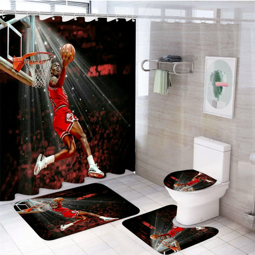 Michael Jordan Slamdunks 4Pcs Bathroom Set Shower Curtain